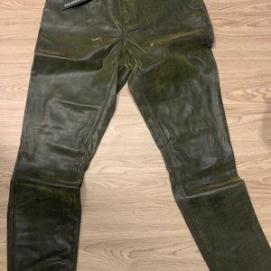 Blank Faux Suede Womens Army Green Pants